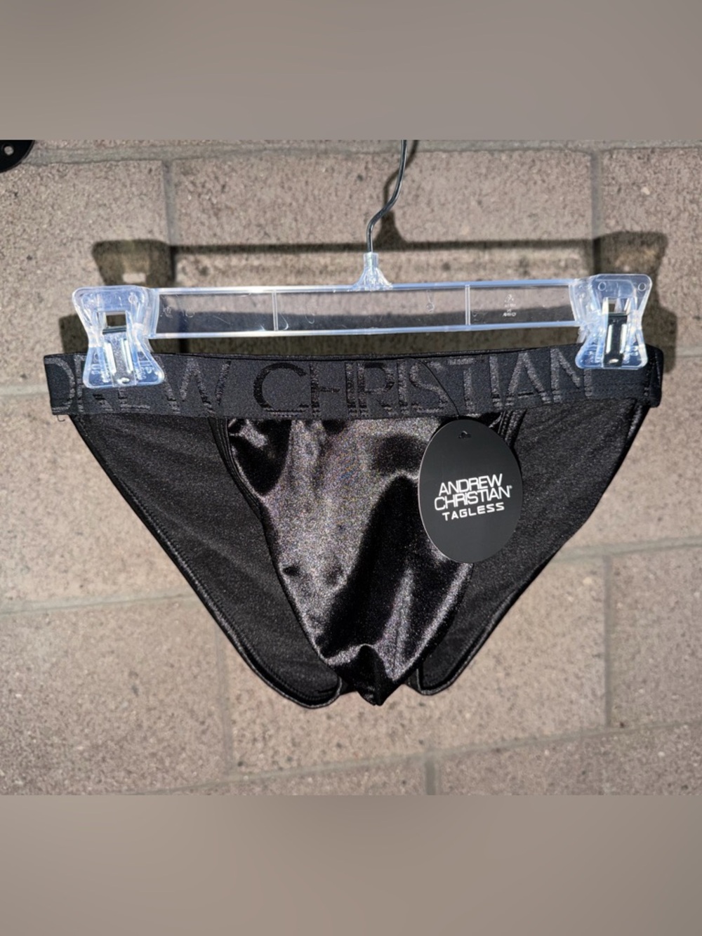 Andrew Christian Onyx Euro Brief w/ALMOST NAKED (Black) - Medium